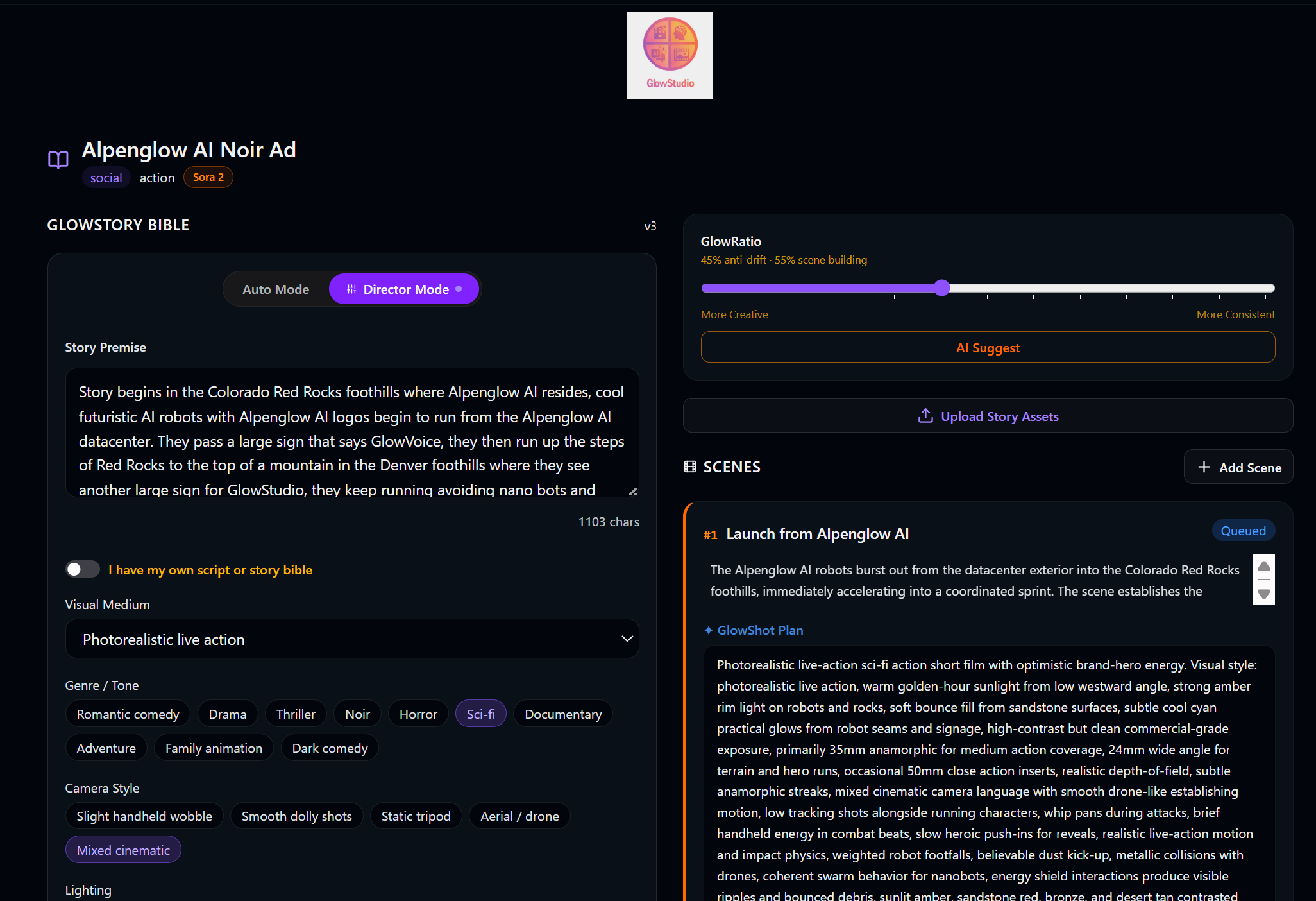 GlowStory Bible — full narrative continuity bible with visual anchors